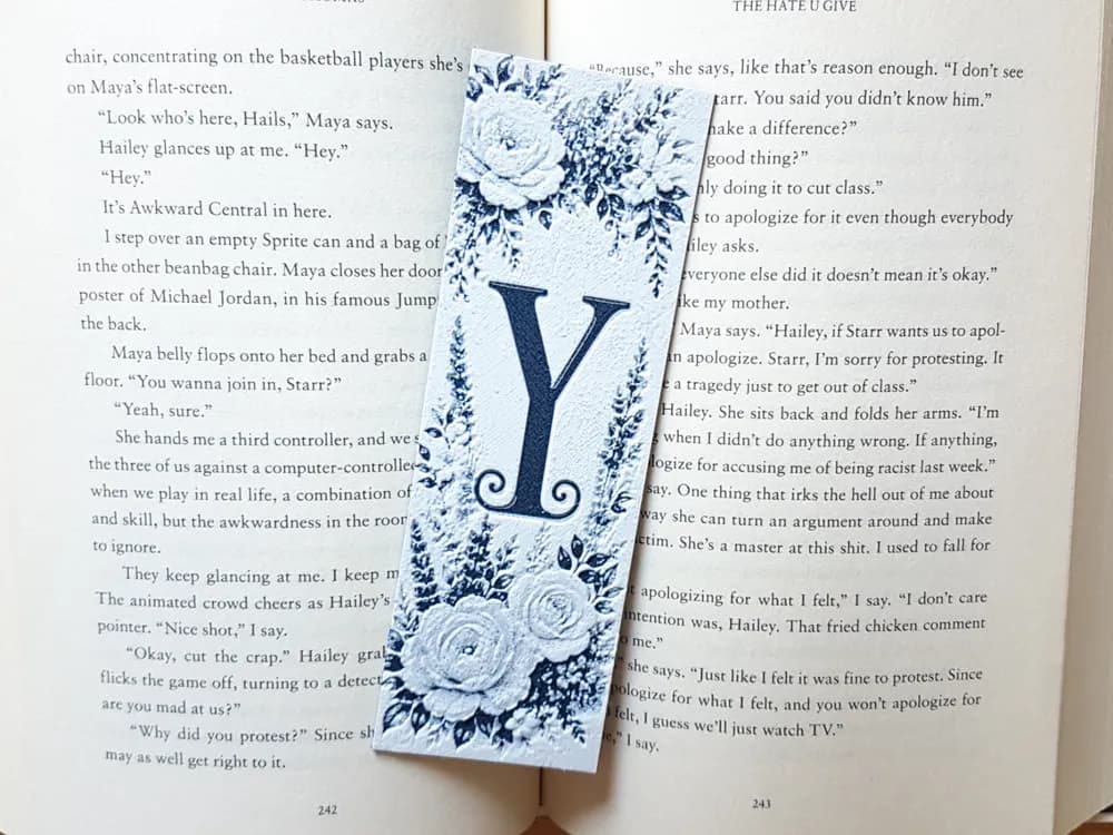 Bookmark, Monogram Y, Floral Background, Hueforge by Dame Jo HueForge model: Bookmark, Monogram Y, Floral Background, Hueforge by Dame Jo