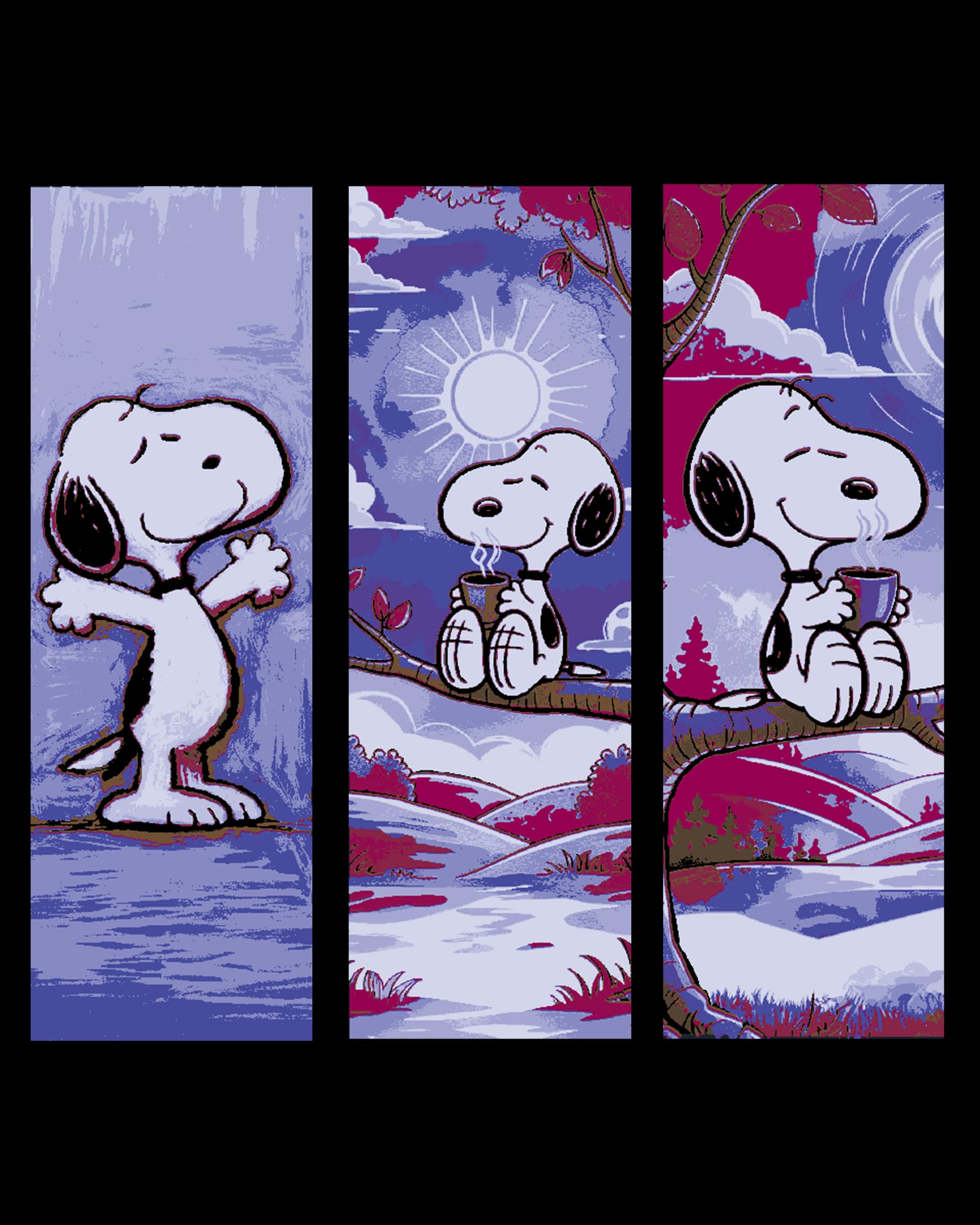 Snoopy enjoying a night fall day - Set of bookmarks Snoopy enjoying a night fall day - Set of bookmarks