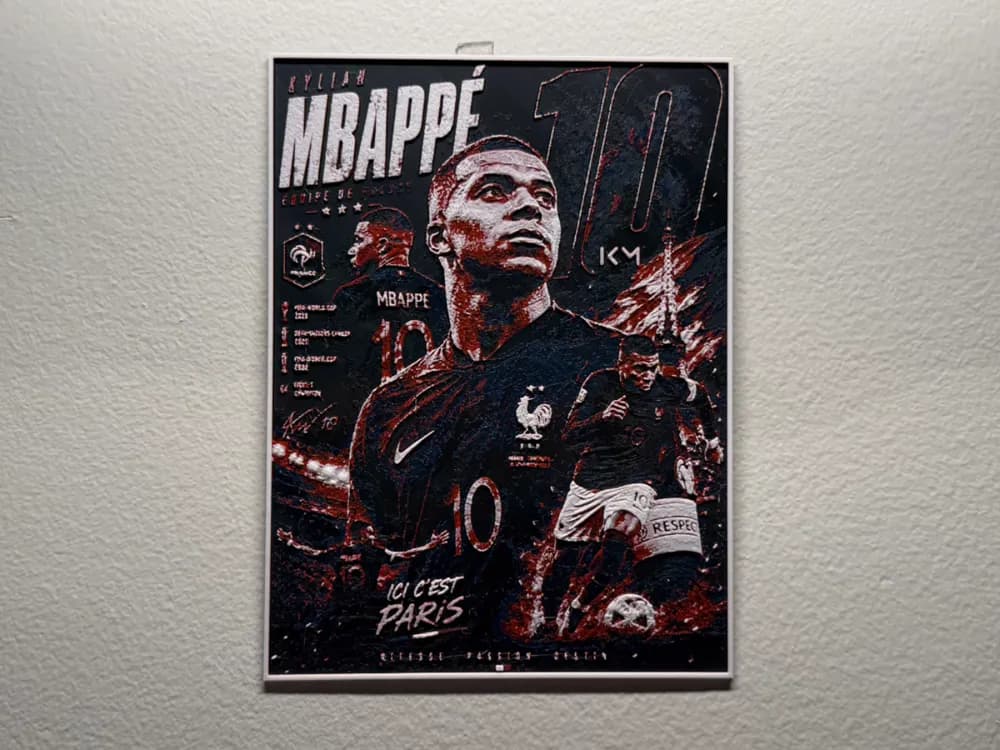 Kylian Mbappé France WorldCup Player Card HueForge Kylian Mbappé France WorldCup Player Card HueForge