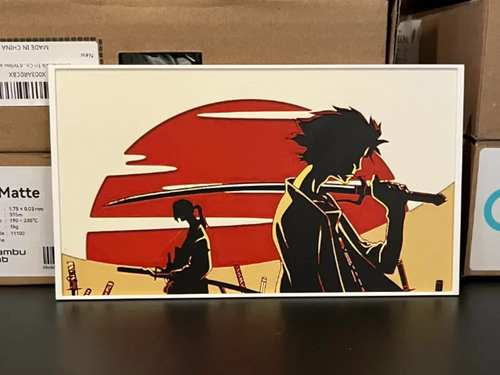 Samurai Champloo with Sun Hueforge by Estiv HueForge model: Samurai Champloo with Sun Hueforge by Estiv
