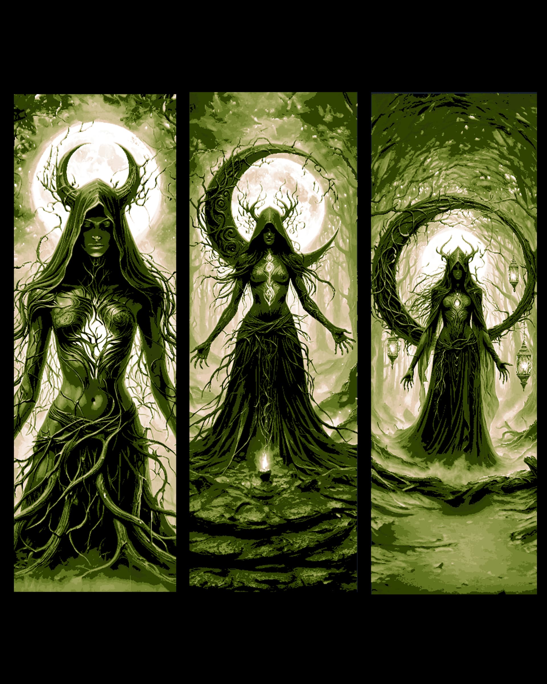 The spells cast by the Moon Witch at Night - Set of bookmarks by BooneCo3d HueForge model: The spells cast by the Moon Witch at Night - Set of bookmarks by BooneCo3d