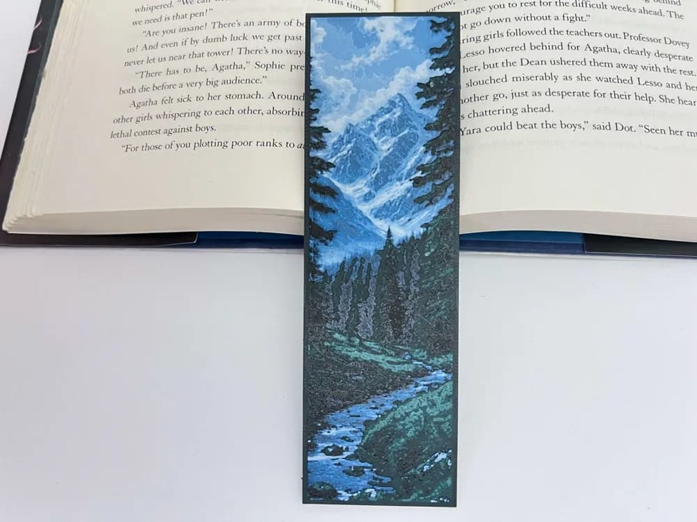 Mountain Creek Bookmark by 3djd HueForge model: Mountain Creek Bookmark by 3djd