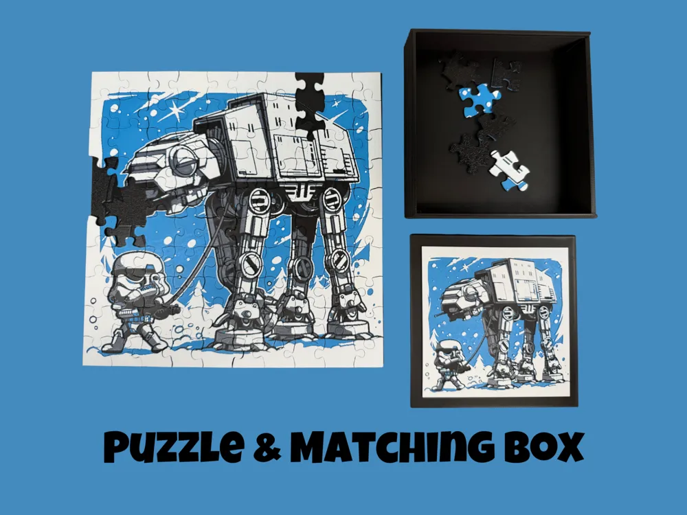 HueForge model: Storm Trooper Walks ATAT - Puzzle & Box Lid by Canadian Gamer