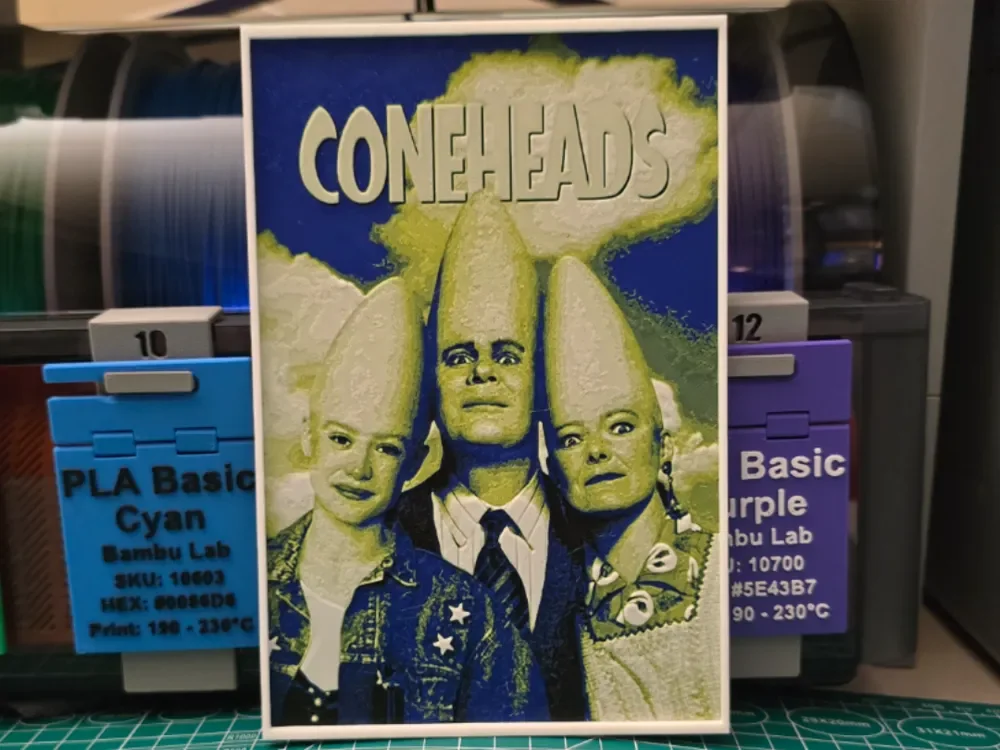 Coneheads Movie Poster - Hueforge Art by Lumpy3D HueForge model: Coneheads Movie Poster - Hueforge Art by Lumpy3D