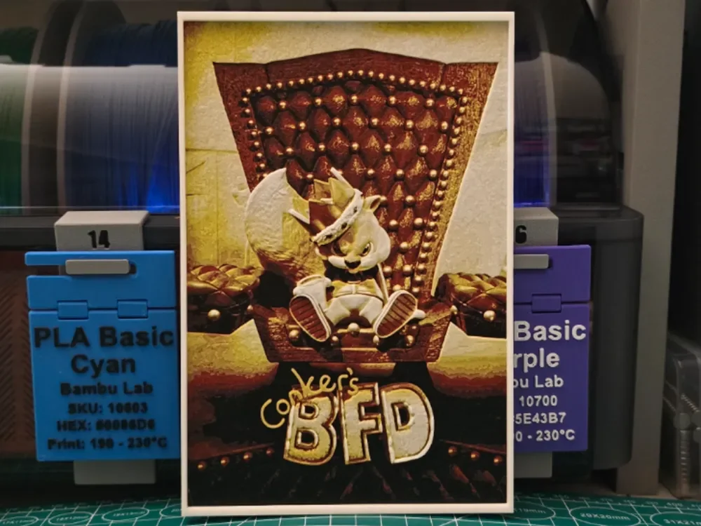 Conker's Bad Fur Day Poster - Hueforge Art by Lumpy3D HueForge model: Conker's Bad Fur Day Poster - Hueforge Art by Lumpy3D