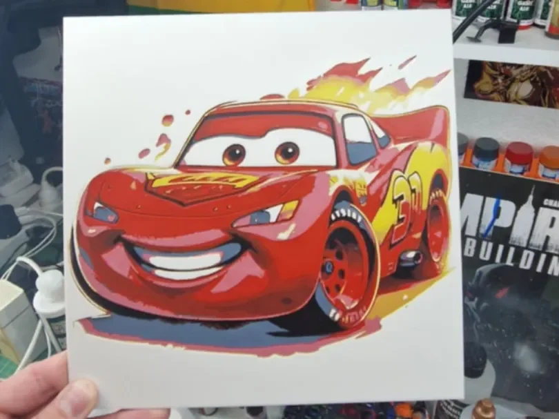 Flash McQueen Hueforge - Cars by Dakiren HueForge model: Flash McQueen Hueforge - Cars by Dakiren