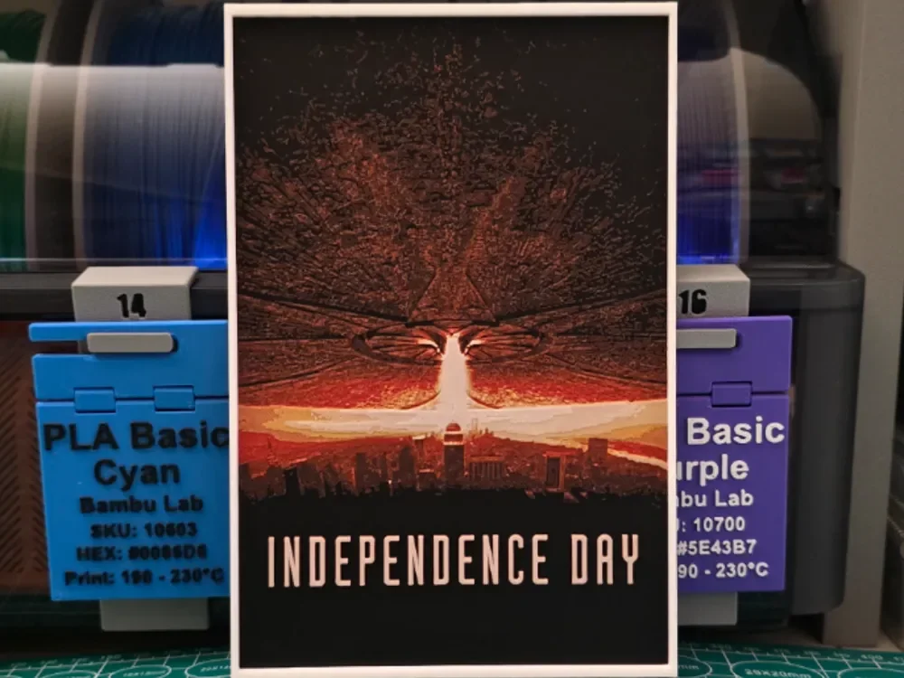 Independence Day Movie Poster - Hueforge Art by Lumpy3D HueForge model: Independence Day Movie Poster - Hueforge Art by Lumpy3D