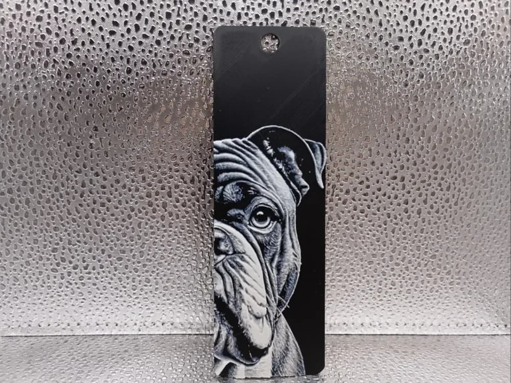 Old English Bulldog Bookmark – Hueforge by Borishotch Industries HueForge model: Old English Bulldog Bookmark – Hueforge by Borishotch Industries