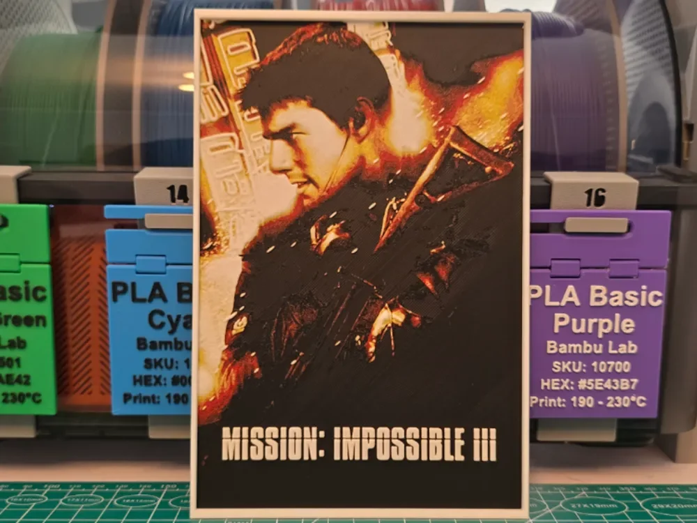 Mission: Impossible 3 Movie Poster - Hueforge Art by Lumpy3D HueForge model: Mission: Impossible 3 Movie Poster - Hueforge Art by Lumpy3D