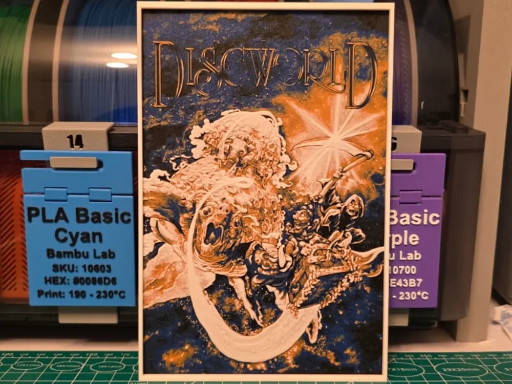 Discworld Poster - Hueforge Art by Lumpy3D HueForge model: Discworld Poster - Hueforge Art by Lumpy3D