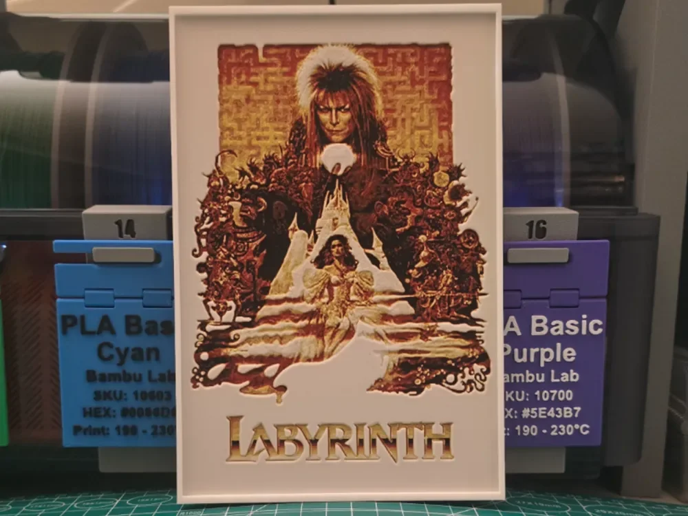 Labyrinth Movie Poster - Hueforge Art by Lumpy3D HueForge model: Labyrinth Movie Poster - Hueforge Art by Lumpy3D