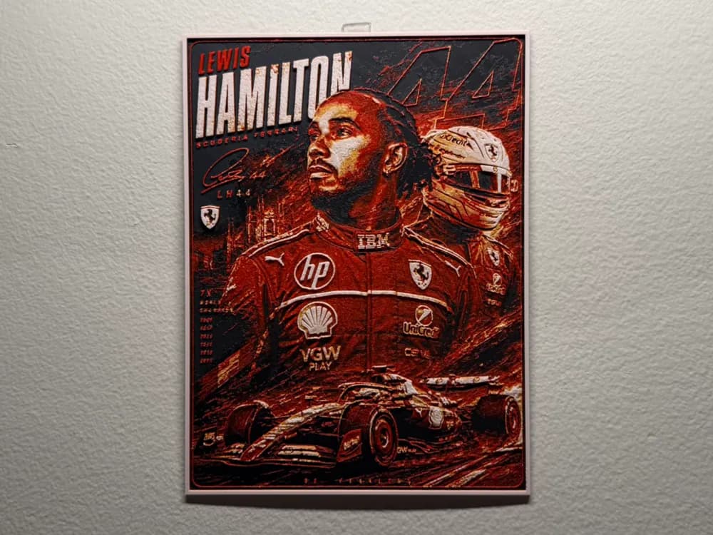 Lewis Hamilton F1 Ferrari Driver Card HueForge Lewis Hamilton F1 Ferrari Driver Card HueForge