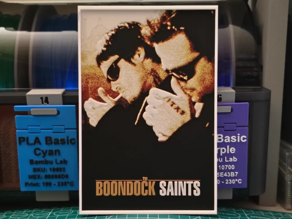 The Boondock Saints Movie Poster - Hueforge Art by Lumpy3D HueForge model: The Boondock Saints Movie Poster - Hueforge Art by Lumpy3D
