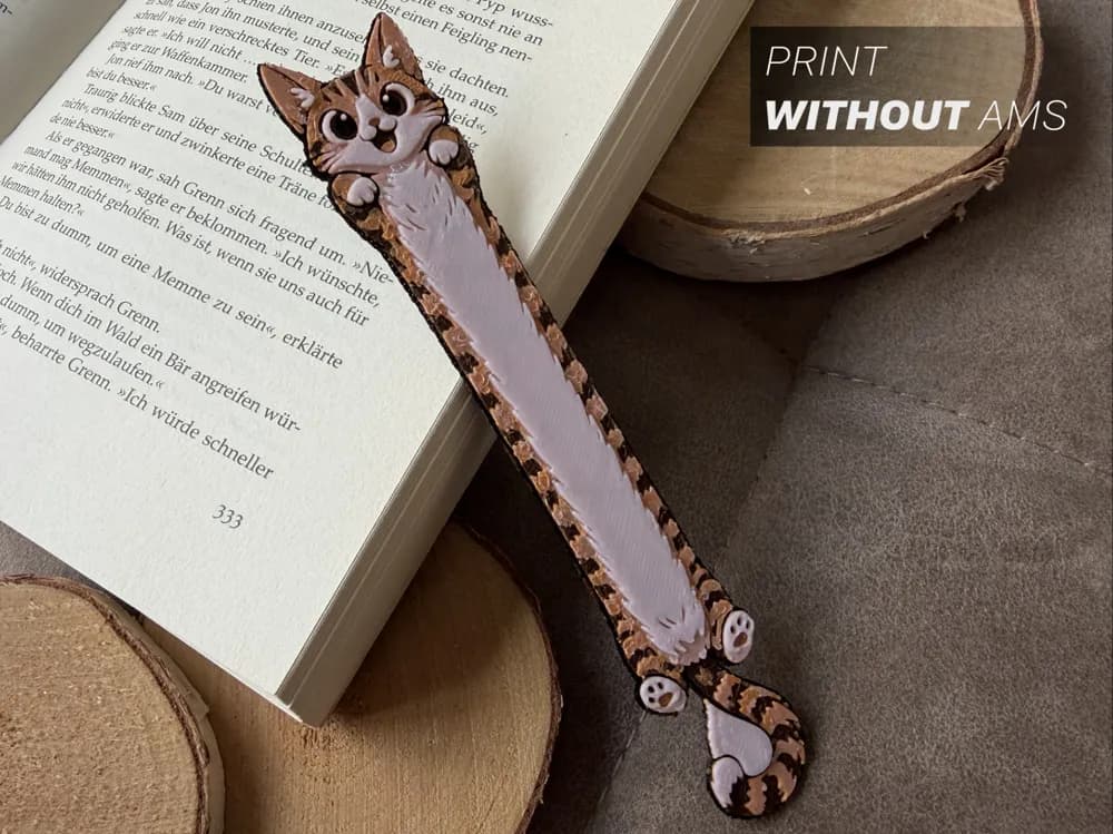 Stretchy Cat Bookmark by Loupes HueForge model: Stretchy Cat Bookmark by Loupes