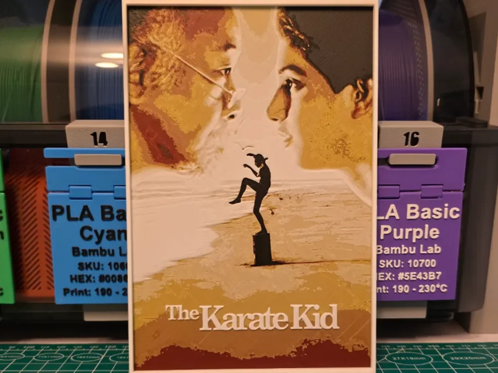 The Karate Kid Movie Poster - Hueforge Art by Lumpy3D HueForge model: The Karate Kid Movie Poster - Hueforge Art by Lumpy3D
