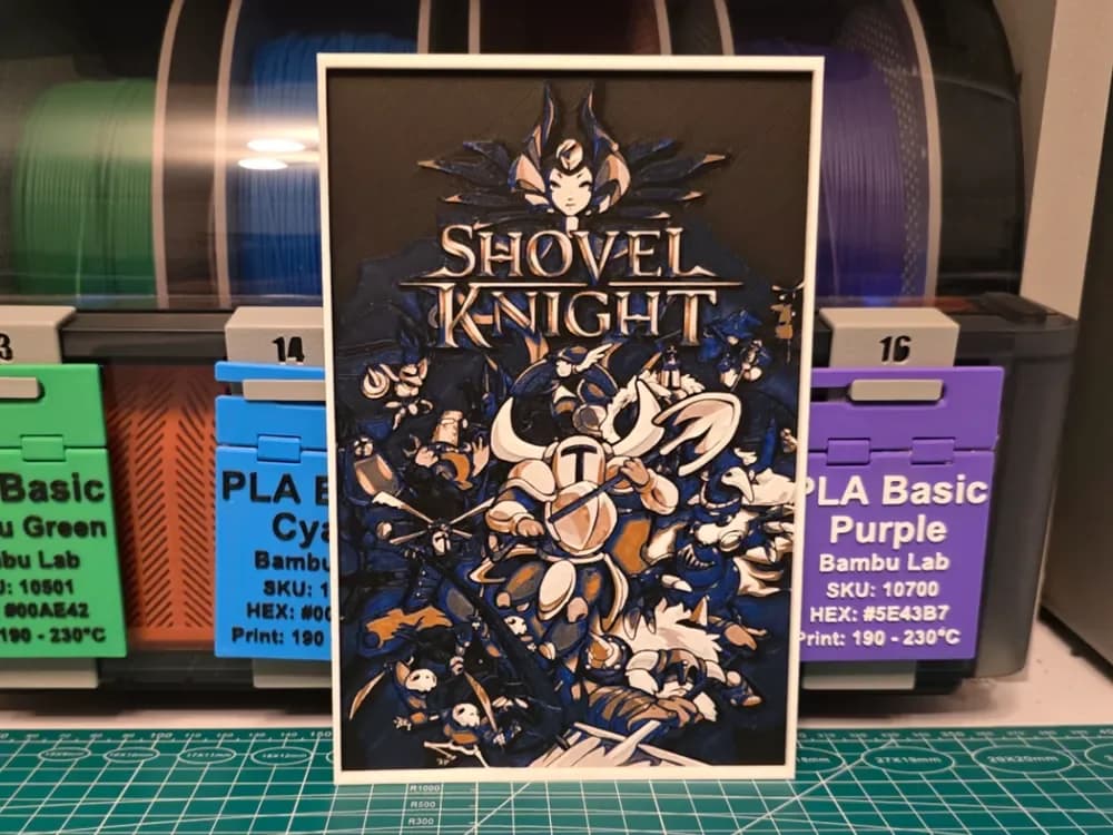 Shovel Knight Game poster - Hueforge Art by Lumpy3D HueForge model: Shovel Knight Game poster - Hueforge Art by Lumpy3D
