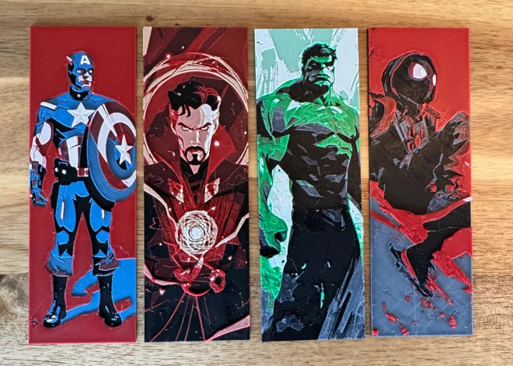 Marvel Bookmark Collection #1 by Canadian Gamer HueForge model: Marvel Bookmark Collection #1 by Canadian Gamer