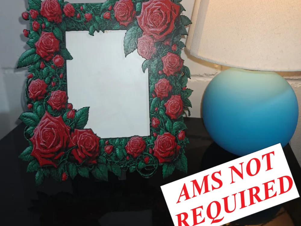 Roses Floral Photo Frame & Stand by TheHueforgeLady HueForge model: Roses Floral Photo Frame & Stand by TheHueforgeLady