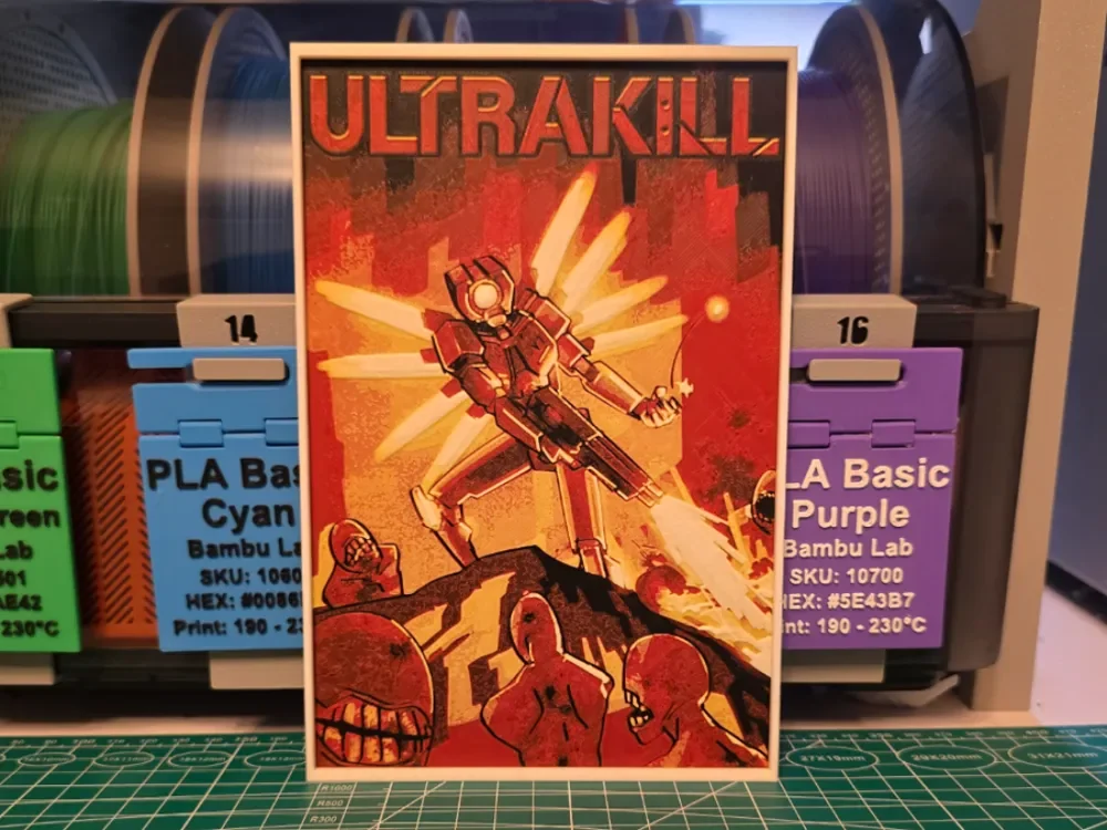 ULTRAKILL Game Poster - Hueforge Art by Lumpy3D HueForge model: ULTRAKILL Game Poster - Hueforge Art by Lumpy3D