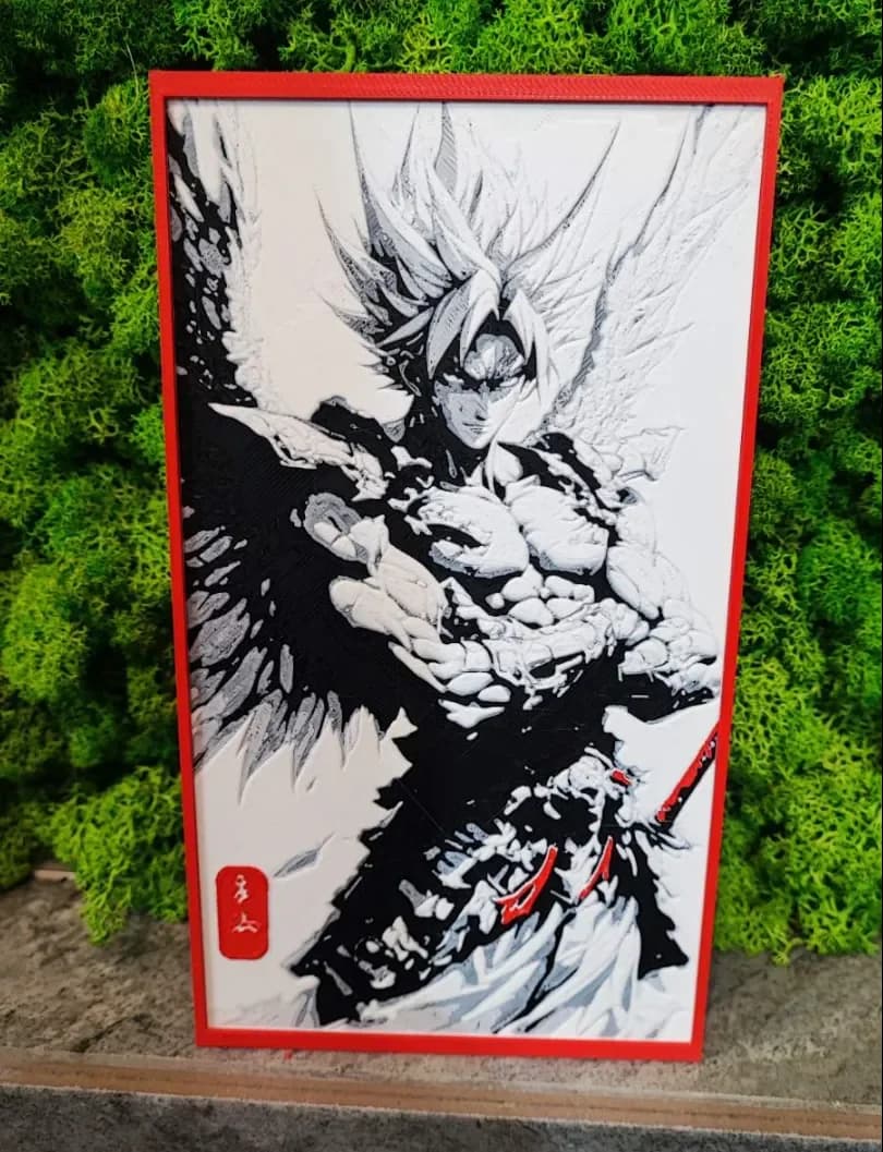 Winged Saiyan by Garuda3D HueForge model: Winged Saiyan by Garuda3D