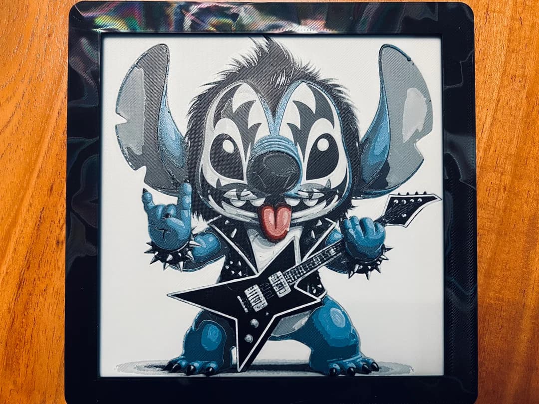 Stitch Dressed as Rock Star by JustBe 3D Printing HueForge model: Stitch Dressed as Rock Star by JustBe 3D Printing