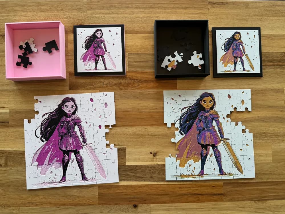 HueForge model: Kids Puzzle - 64 Pieces - Warrior Princess by Canadian Gamer