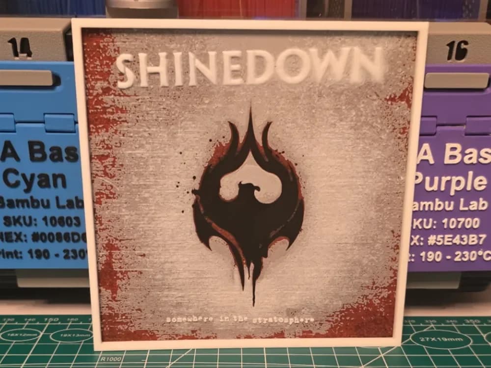 Shinedown "Somewhere in the Stratosphere" Album by Lumpy3D HueForge model: Shinedown "Somewhere in the Stratosphere" Album by Lumpy3D