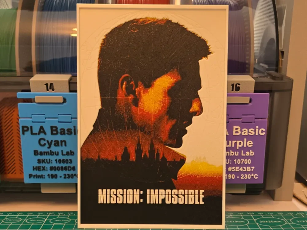 Mission: Impossible Movie Poster - Hueforge Art by Lumpy3D HueForge model: Mission: Impossible Movie Poster - Hueforge Art by Lumpy3D