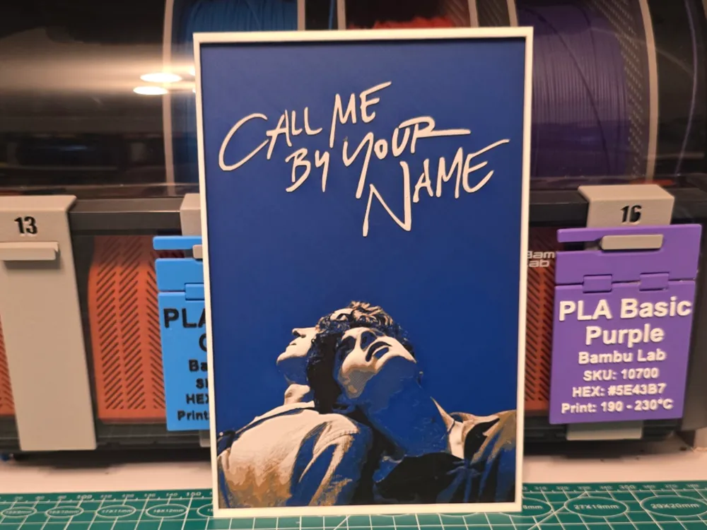 Call Me by Your Name Movie poster - Hueforge Art by Lumpy3D HueForge model: Call Me by Your Name Movie poster - Hueforge Art by Lumpy3D