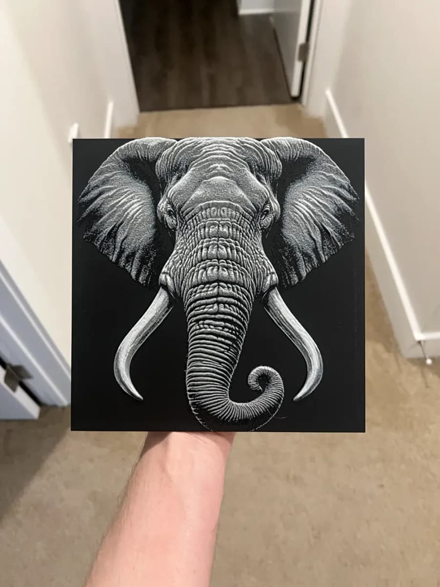Elephant Face Wall Art by RP47 Designs HueForge model: Elephant Face Wall Art by RP47 Designs