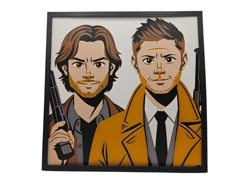 Supernatural (Sam and Dean Winchester) by BusyKikiBee HueForge model: Supernatural (Sam and Dean Winchester) by BusyKikiBee