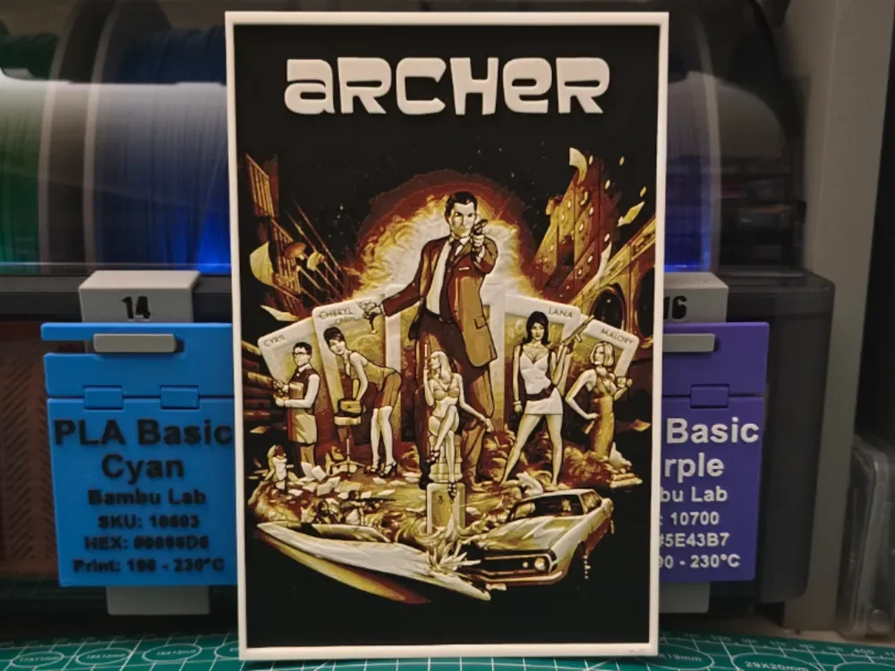 Archer Poster - Hueforge Art by Lumpy3D HueForge model: Archer Poster - Hueforge Art by Lumpy3D
