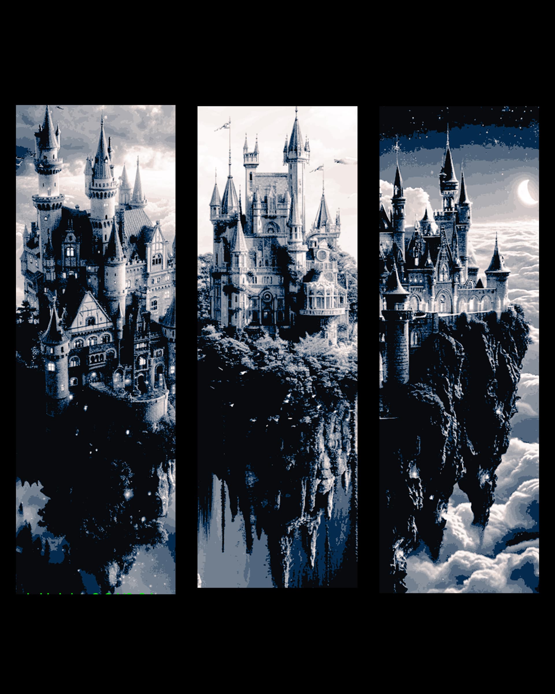 Castles in the Sky - High Fantasy Artwork as Bookmarks by BooneCo3d HueForge model: Castles in the Sky - High Fantasy Artwork as Bookmarks by BooneCo3d