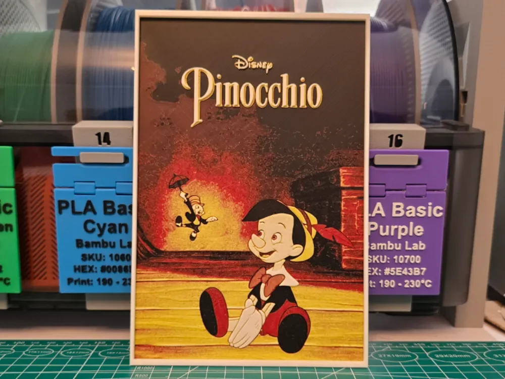 Pinocchio Movie Poster – Hueforge Art by Lumpy3D HueForge model: Pinocchio Movie Poster – Hueforge Art by Lumpy3D