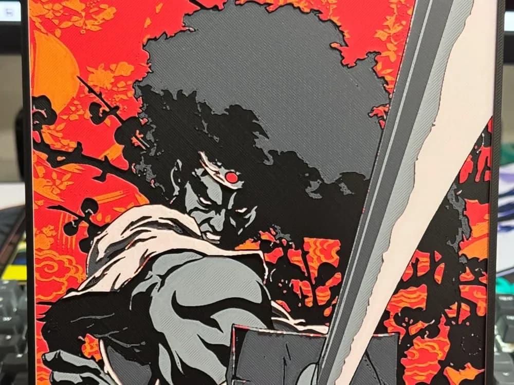 Afro Samurai - Afro - Hueforge by Strata Prints HueForge model: Afro Samurai - Afro - Hueforge by Strata Prints