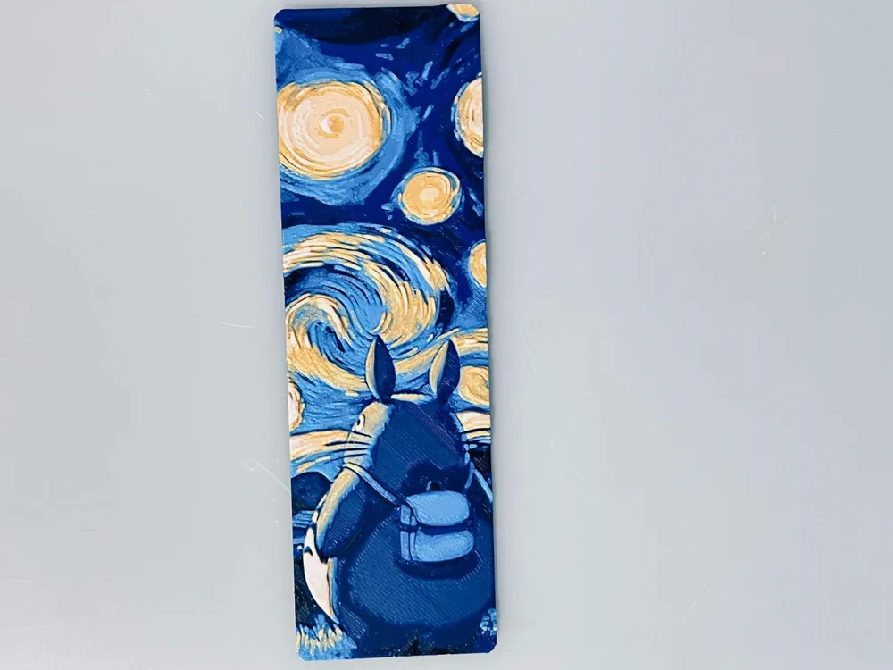 Totoro Starry Night Vincent van Gogh - Bookmark by 3djd HueForge model: Totoro Starry Night Vincent van Gogh - Bookmark by 3djd