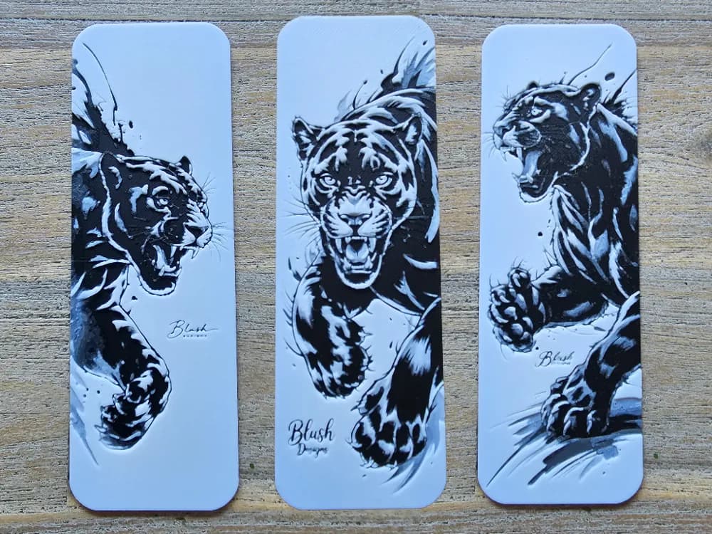 A Beautiful Bookmark Set, 3 Panthers inked style A Beautiful Bookmark Set, 3 Panthers inked style