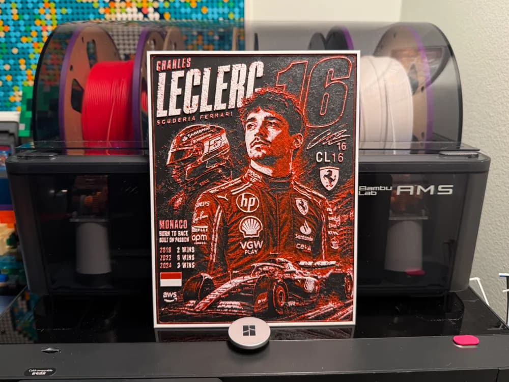 Charles Leclerc Ferrari Driver Card HueForge Charles Leclerc Ferrari Driver Card HueForge
