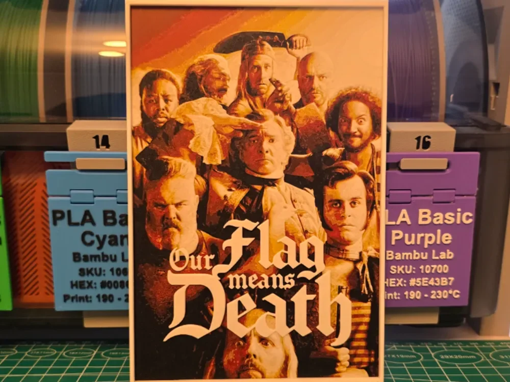 Our Flag Means Death Poster - Hueforge Art by Lumpy3D HueForge model: Our Flag Means Death Poster - Hueforge Art by Lumpy3D