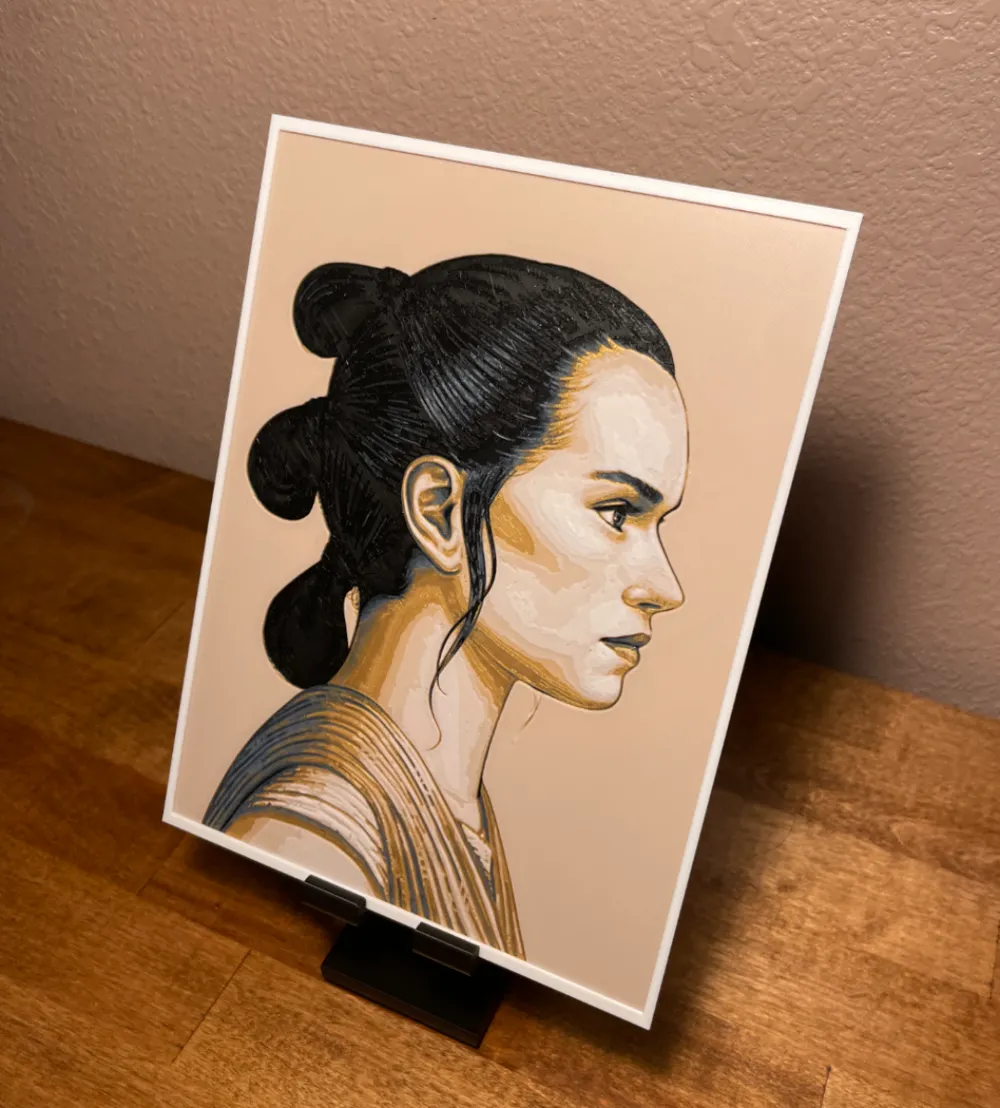 Hueforge - Star Wars - Rey Side View by Cloudy Nostalgia HueForge model: Hueforge - Star Wars - Rey Side View by Cloudy Nostalgia