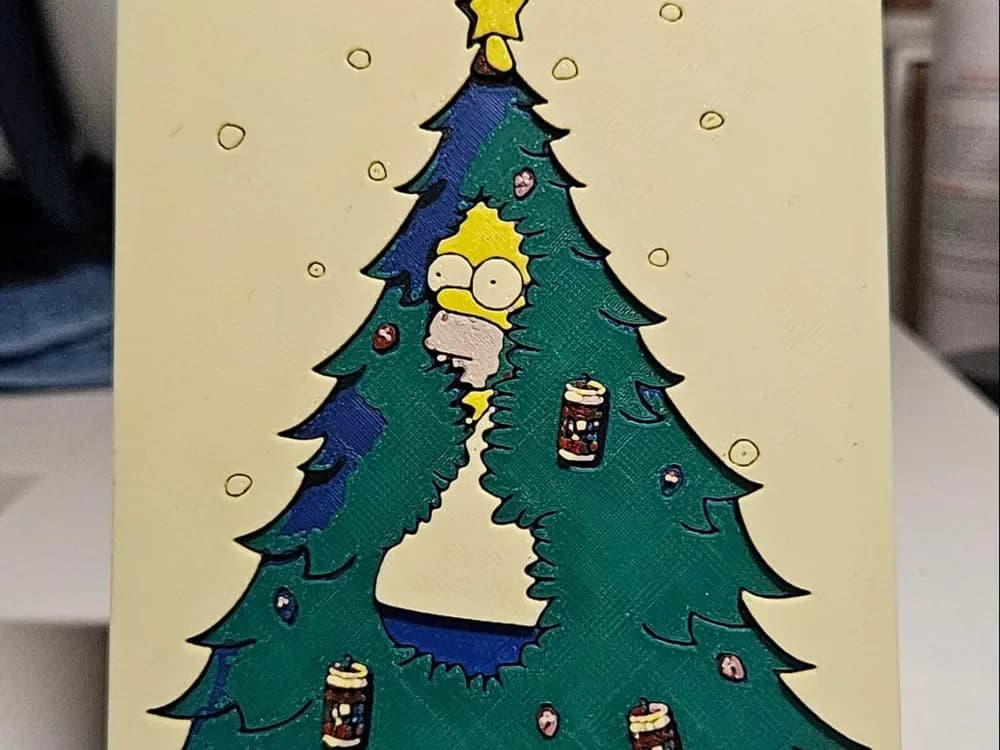 Christmas Homer Three The Simpsons by Mano's 3d_Art HueForge model: Christmas Homer Three The Simpsons by Mano's 3d_Art