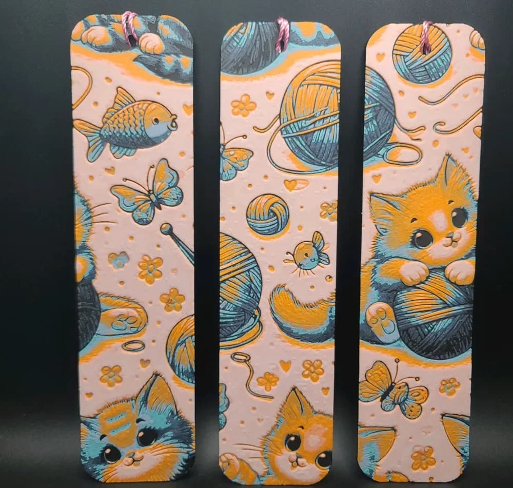 HueForge model: Kitties and Yarn Bookmarks by the_bearded_jedi