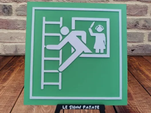 Humorous Exit Sign Hueforge by leshowpatate HueForge model: Humorous Exit Sign Hueforge by leshowpatate