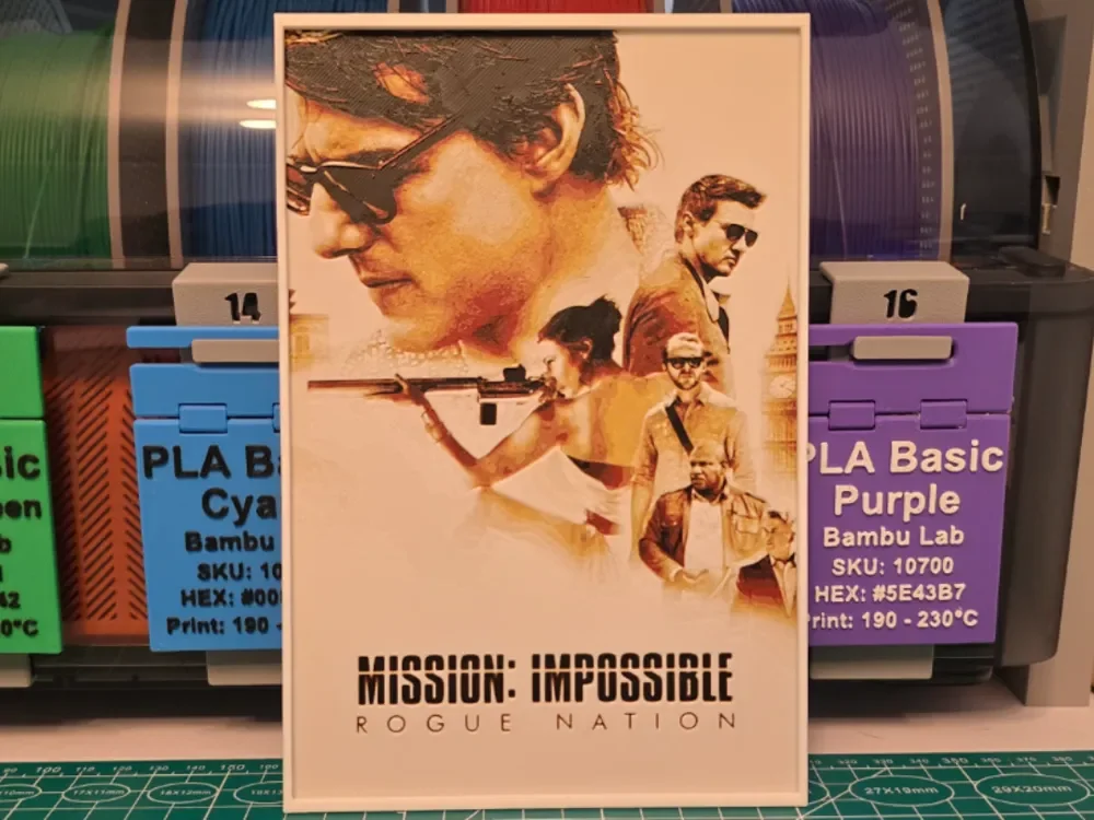 Mission: Impossible – Rogue Nation Movie Poster by Lumpy3D HueForge model: Mission: Impossible – Rogue Nation Movie Poster by Lumpy3D