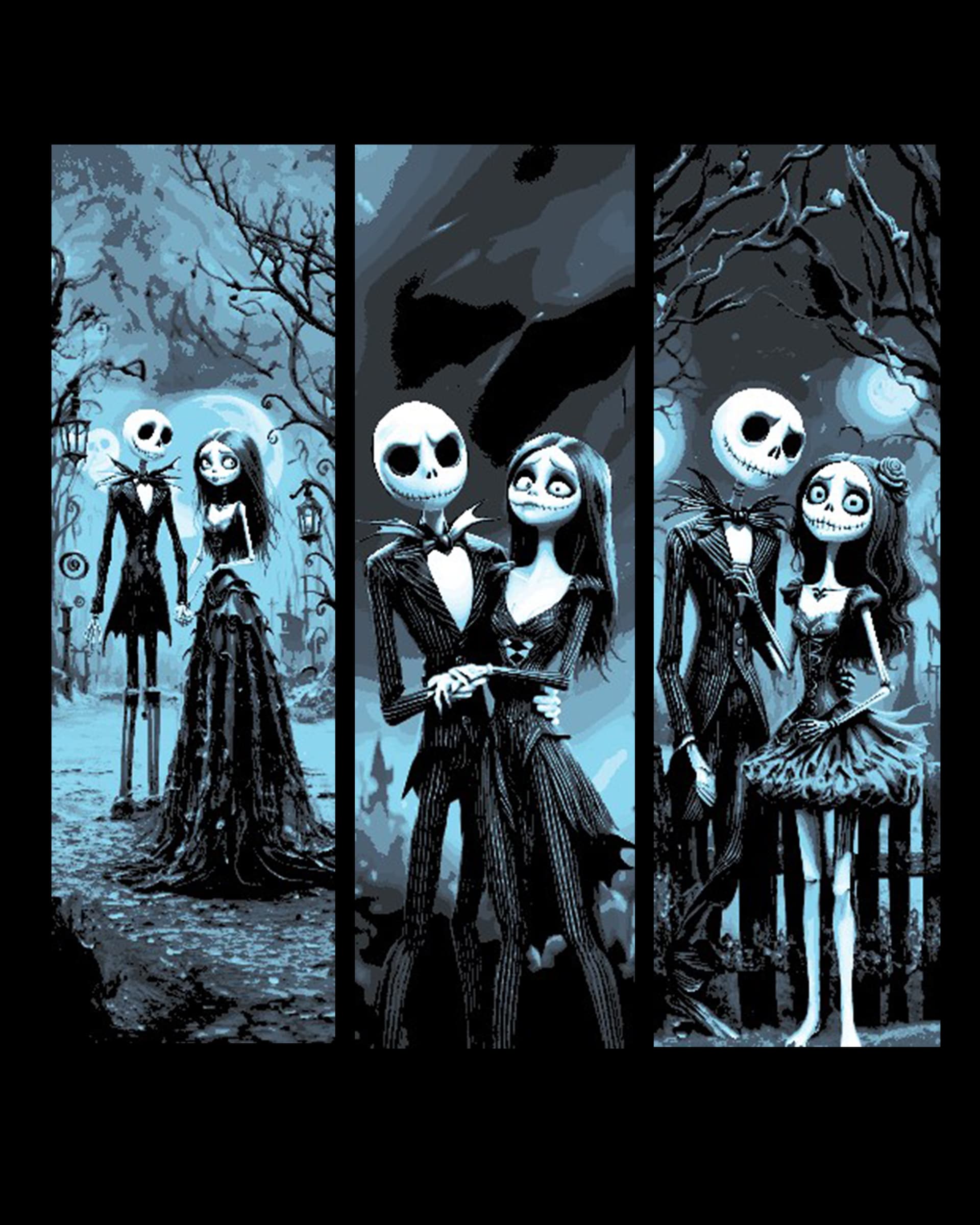 Fan Art from Nightmare before Christmas - Portraits of Jack and Sally through the years - Set of 3 B Fan Art from Nightmare before Christmas - Portraits of Jack and Sally through the years - Set of 3 B