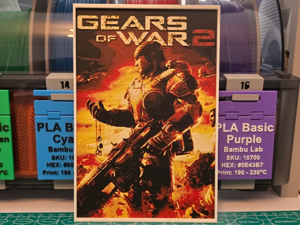 Gears of War 2 Game Poster - Hueforge Art by Lumpy3D HueForge model: Gears of War 2 Game Poster - Hueforge Art by Lumpy3D