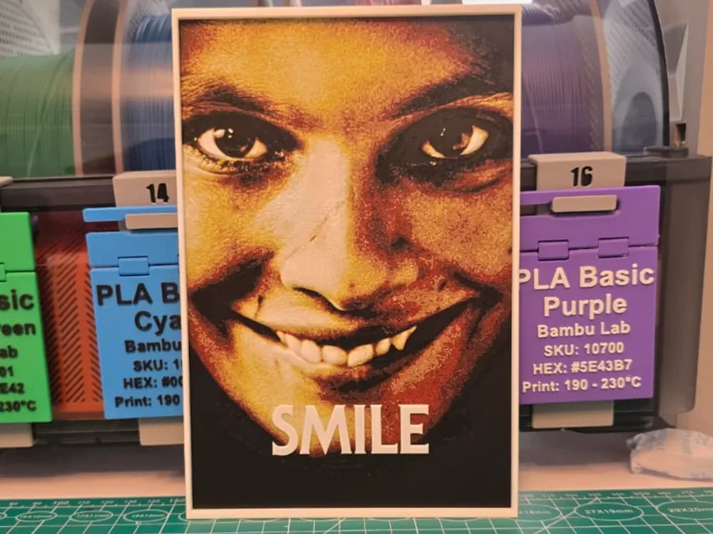 Smile Movie Poster - Hueforge Art by Lumpy3D HueForge model: Smile Movie Poster - Hueforge Art by Lumpy3D