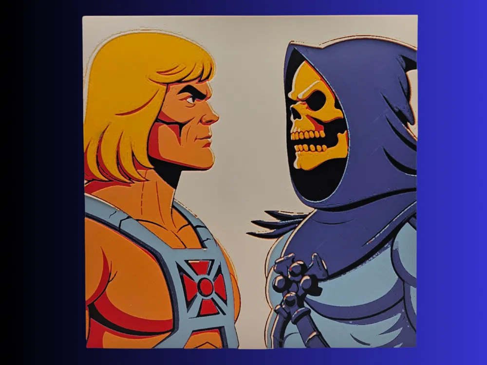 HueForge model: He-Man vs Skeletor (Masters of the Universe) by BusyKikiBee