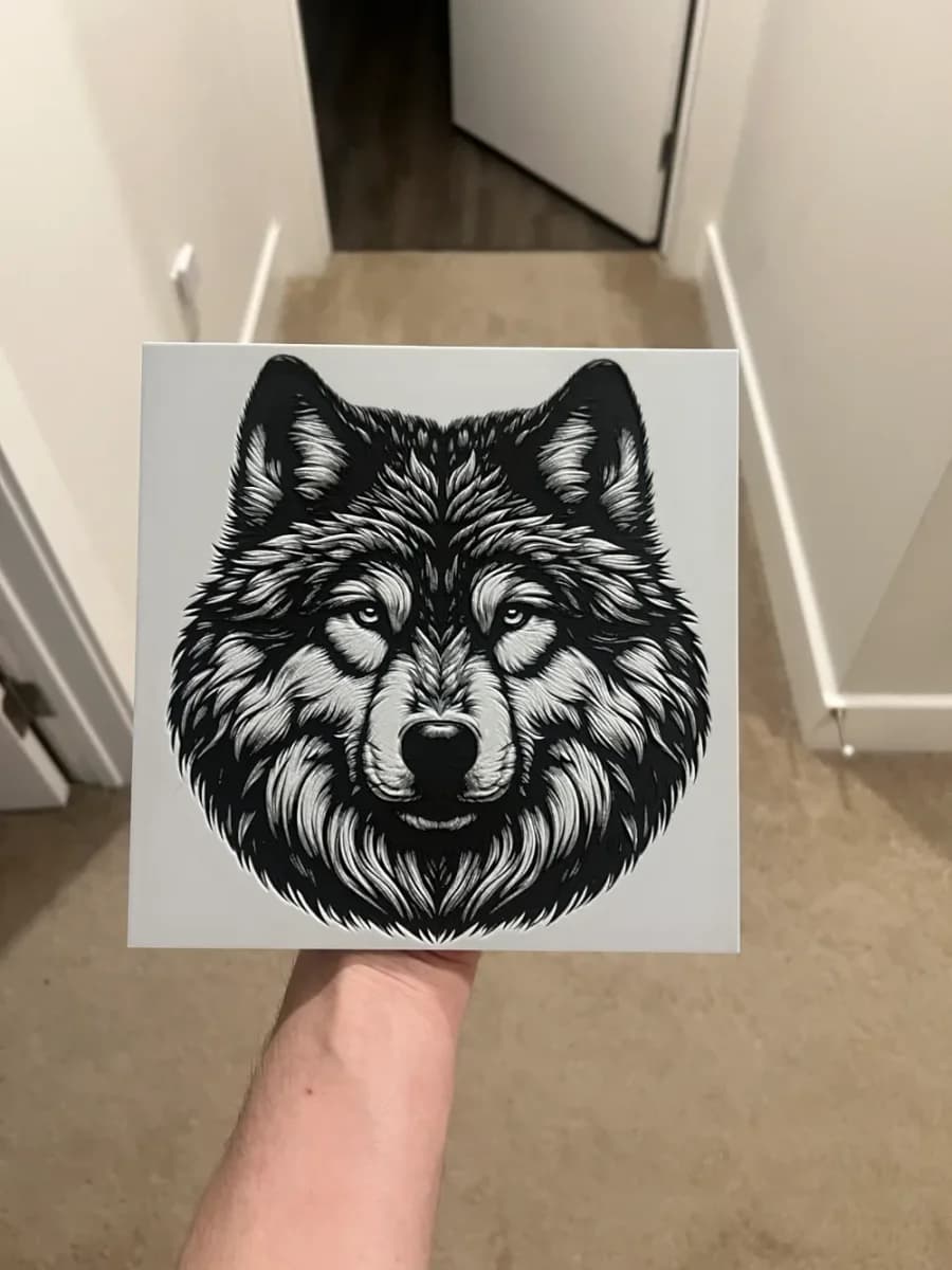 Wolf Face Wall Art Hueforge by RP47 Designs HueForge model: Wolf Face Wall Art Hueforge by RP47 Designs