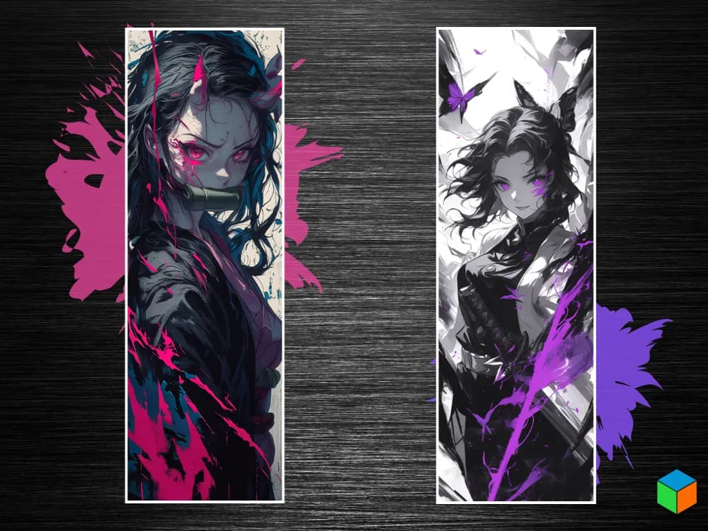 Nezuko & Shinobu Demon Slayer Bookmark Set by 3D Prints By Vic HueForge model: Nezuko & Shinobu Demon Slayer Bookmark Set by 3D Prints By Vic
